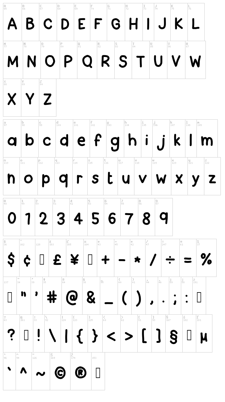 Back to School font map